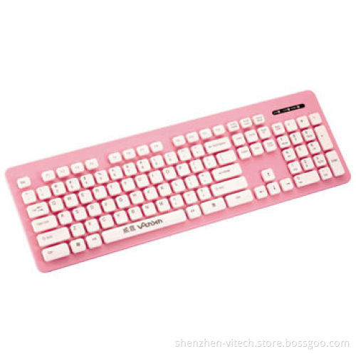USB port washable keyboard, fashion and practical design, pink, purple, blue, gray colors